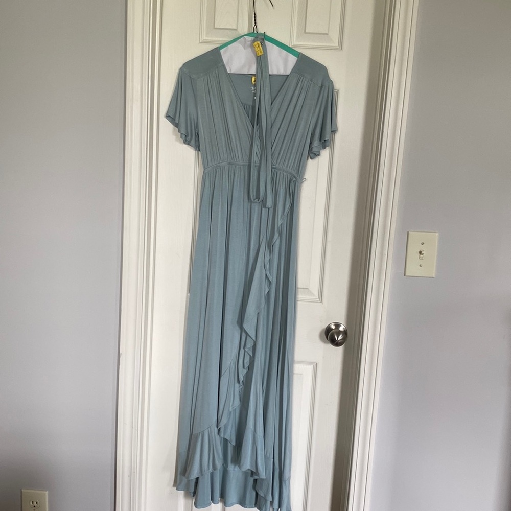 Flutter Short Sleeve Knit Maxi Maternity Empire Waist Dress - Isabel Maternity